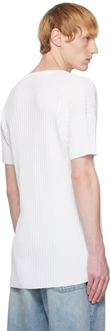 T-shirt Maison Margiela MM6 Maison Margiela Rib-Knit V-Neck T-Shirt Vit | SH2HN0003 M13125, 2