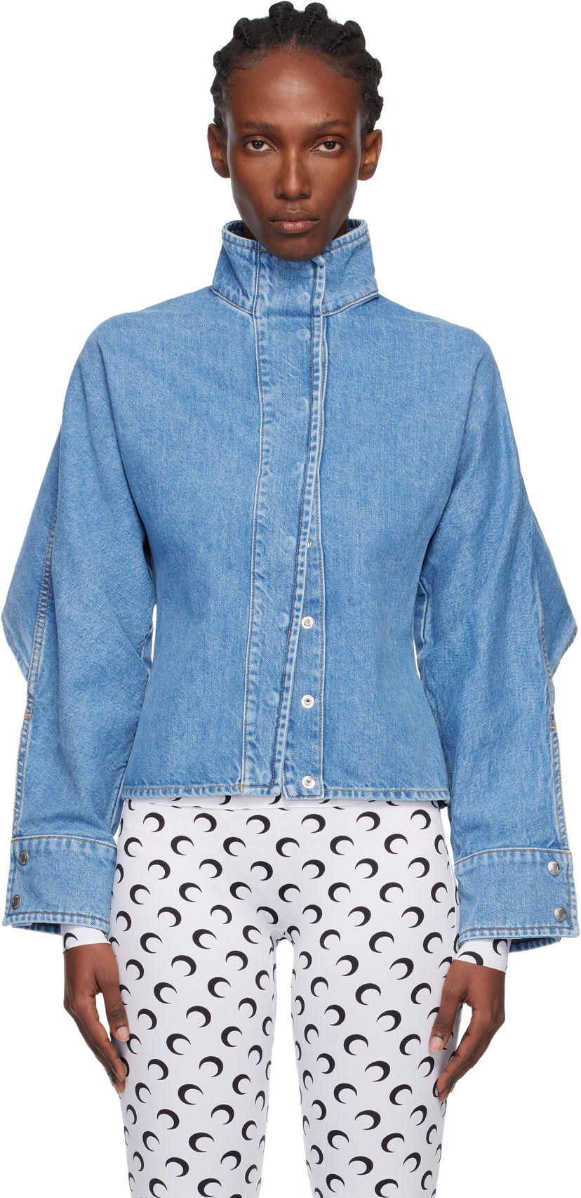 Jacka Marine Serre Moon Laser Wash Long Sleeve Denim Jacket Blå | WSI033ACDEN0002
