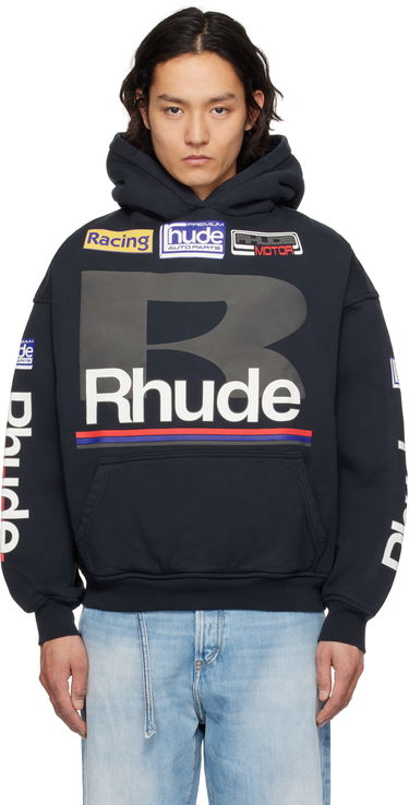 Sweatshirt Rhude Rhude Petrol Patch Hoodie Mörkblå | RHSS25HO04012, 0