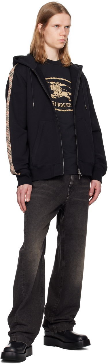 Sweatshirt Burberry Burberry Check Trim Cotton Zip Hoodie Svart | 8110790, 3