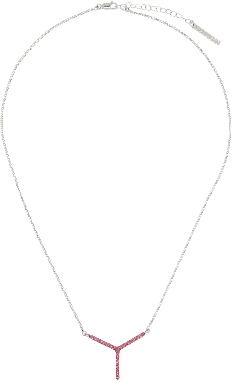 Halsband Y/PROJECT Silver & Pink Mini Y Necklace Metallisk | 640NE001