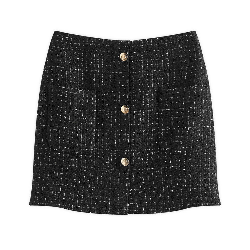 Kjol Anine Bing Mateo Tweed Mini Skirt Svart | A-04-3327-CAE28