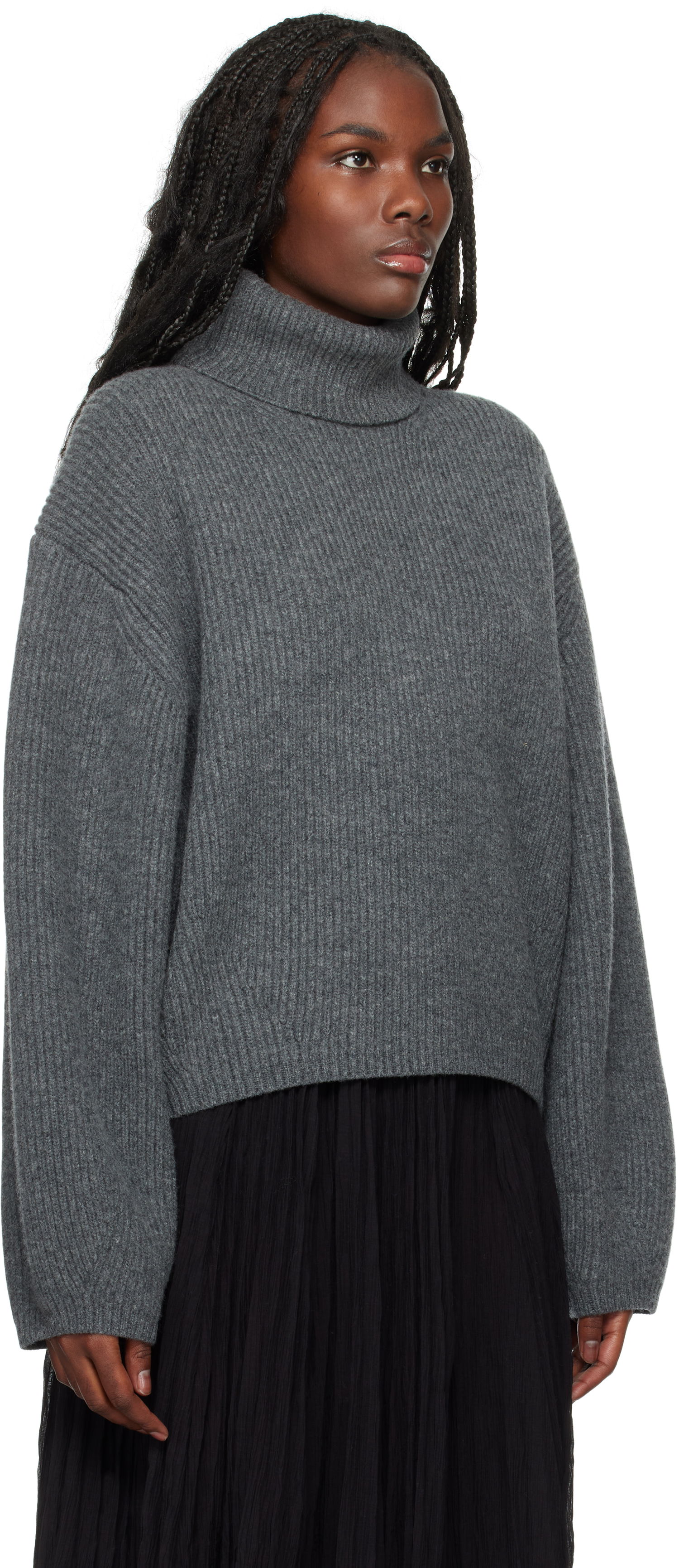 Sweater TOTEME TOTEME Ribbed Turtleneck Sweater Grå | 244-WRT0394-YA0110, 1
