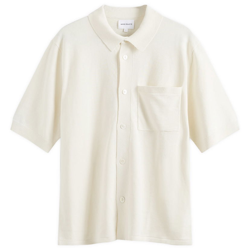 Polotröja NORSE PROJECTS Rollo Full Button Knit Polo Vit | N45-0572-0219