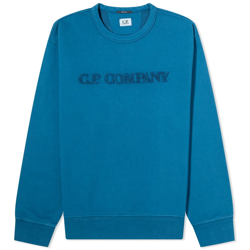 Sweatshirt C.P. Company Cotton Diagonal Fleece Logo Sweatshirt Blå | CMSS096A-110044R-848