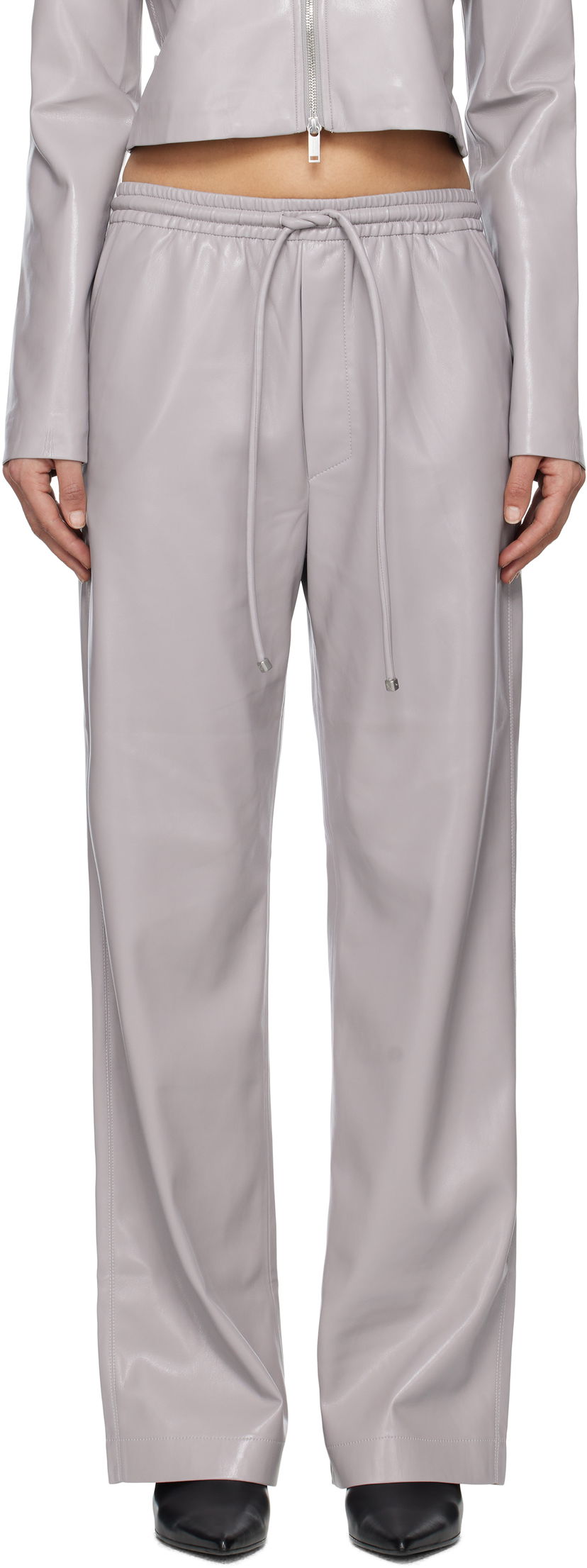 Byxor Nanushka Nanushka Calie Faux Leather Trousers Grå | NW25RSPA06492