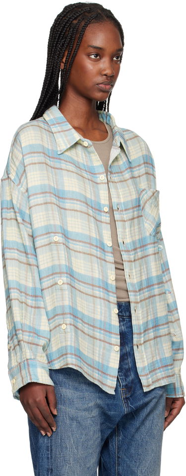 Skjorta R13 R13 Double Front Plaid Shirt Blå | R13WR371-R481B, 1