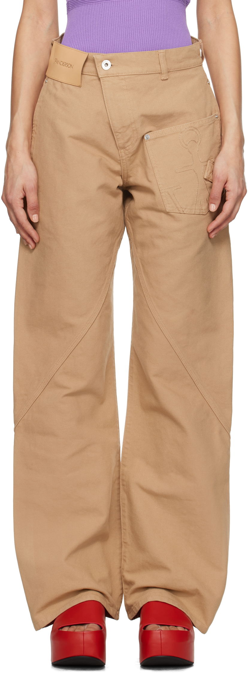 Cargo byxor JW Anderson JW Anderson Twisted Workwear Trousers Beige | TR0384-PG1744