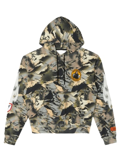 Sweatshirt HERON PRESTON Camo Flaming Hoodie Grön | HMBB017S22JER0025901