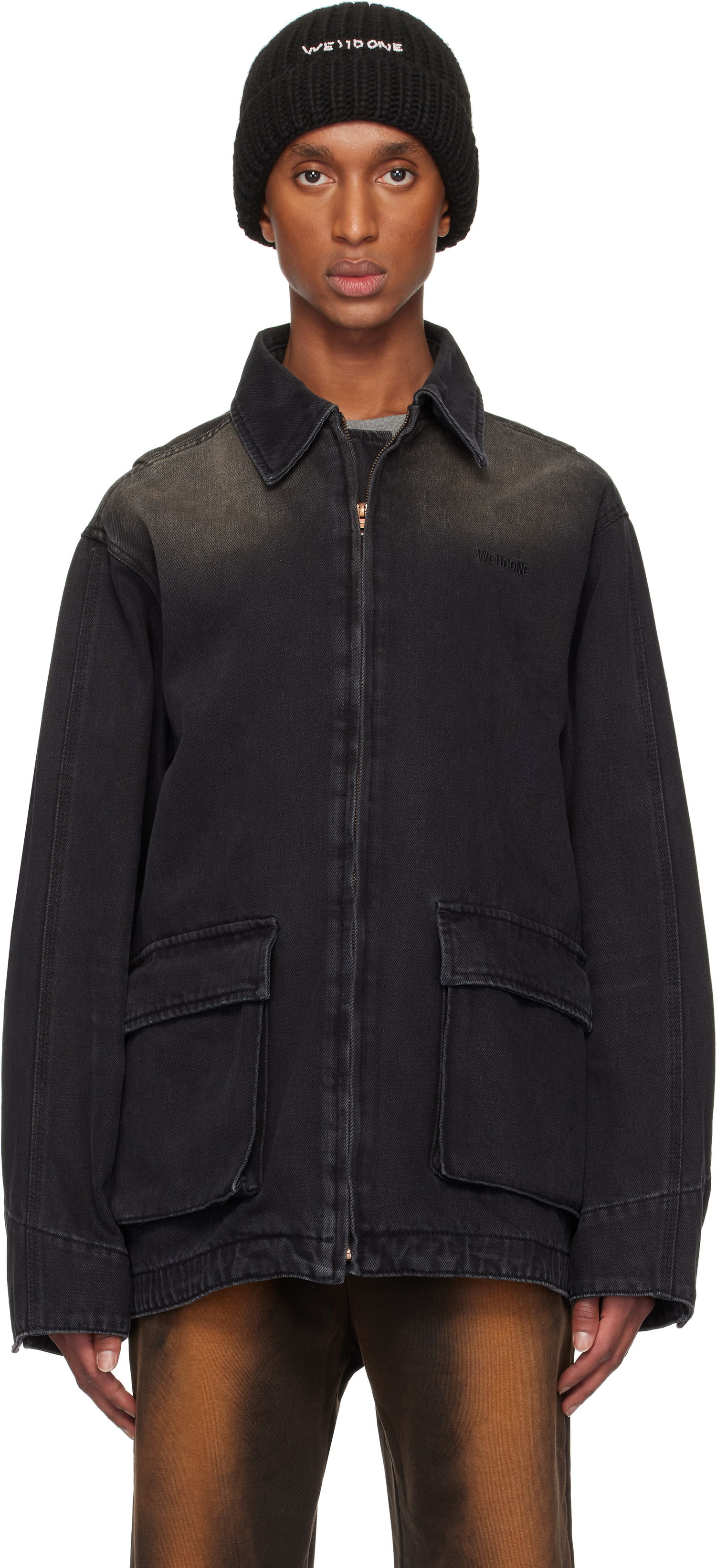 Mössa We11done We11done Classic Washed Denim Jacket Svart | WD-DJ3-24-334-U-BK, 0