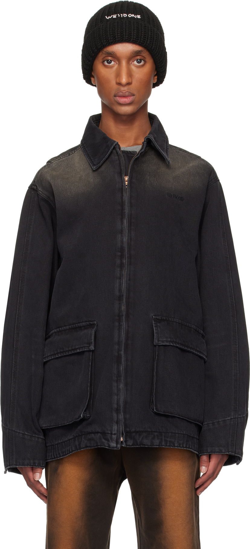 Mössa We11done We11done Classic Washed Denim Jacket Svart | WD-DJ3-24-334-U-BK