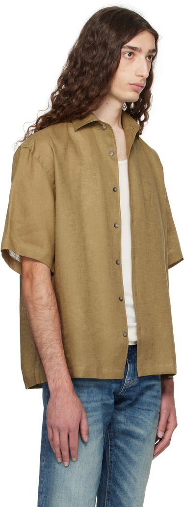 Skjorta BOSS BECKHAM x BOSS Relaxed-Fit Linen Shirt Brun | 50549180, 2