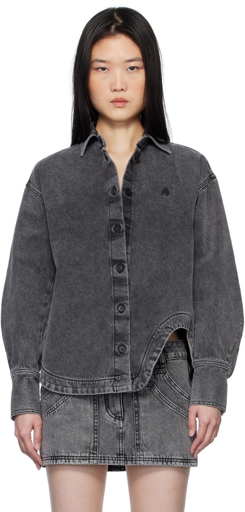 Skjorta The Attico Attico Eliza Denim Shirt Grå | 250WCB00074 DDD104AA