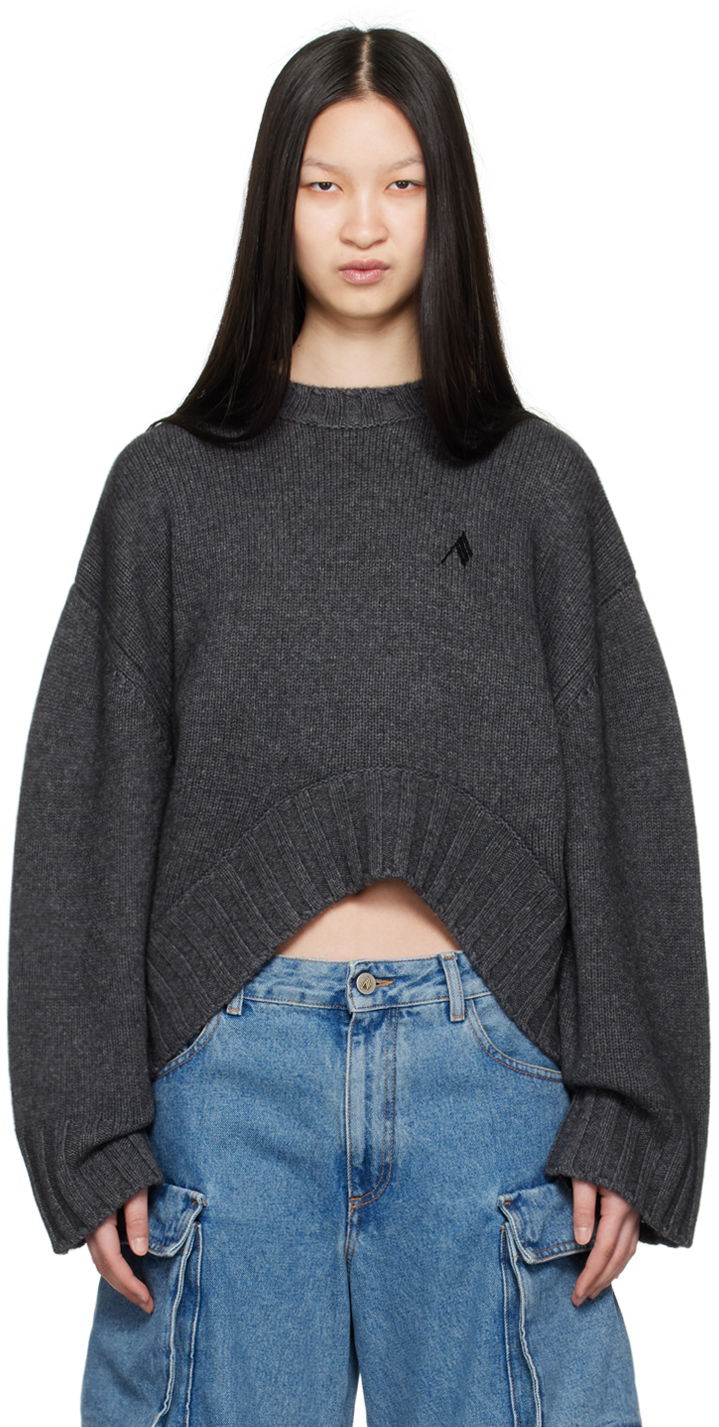 Sweater The Attico Attico Embroidered Cropped Sweater Grå | 248WCK107 KW046
