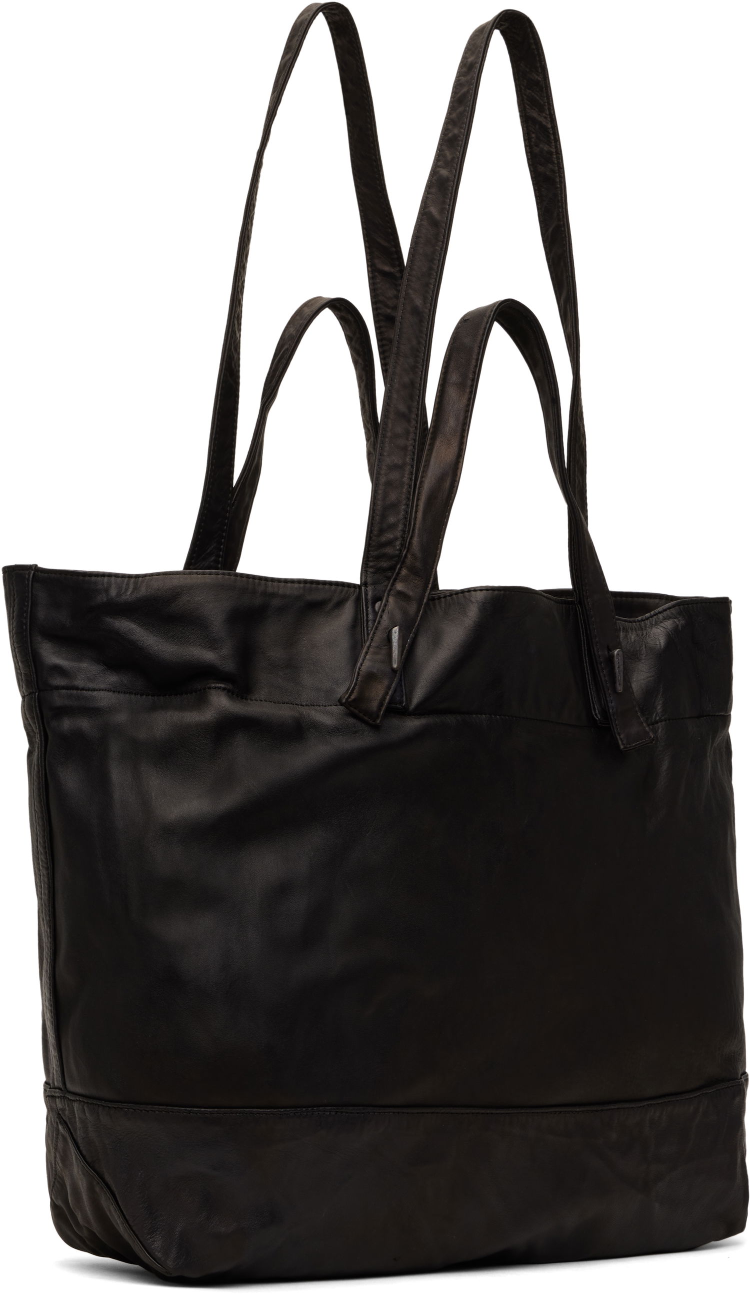 Tygpåse Yohji Yamamoto YOHJI YAMAMOTO Horse Double Handle Leather Tote Svart | HP-I01-770, 1