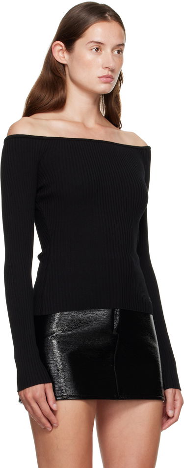 Sweater Courrèges Courrèges Off Shoulder Rib Knit Top Svart | 325MTO429FI0001, 1