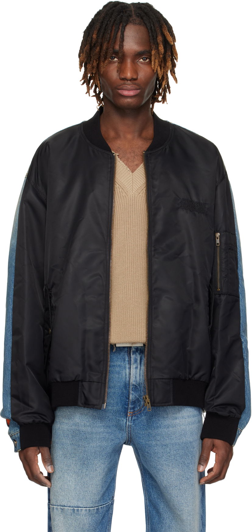 Bomberjacka Maison Margiela MM6 Maison Margiela Sports Denim Bomber Jacket Svart | SH0AM0044 MTN038