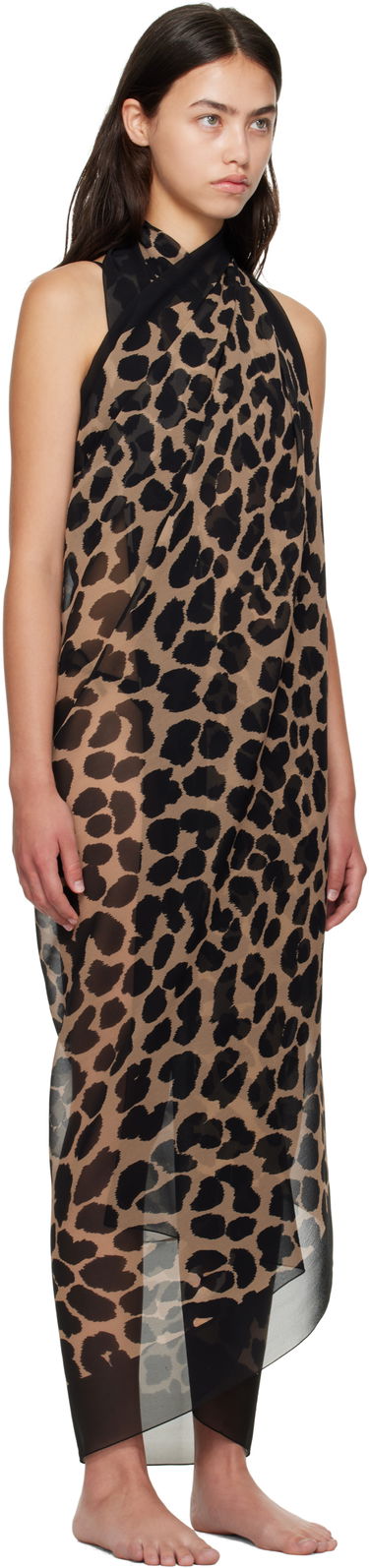 Klä Balmain Balmain Leopard Beach Wrap Dress Brun | BKA202360, 1