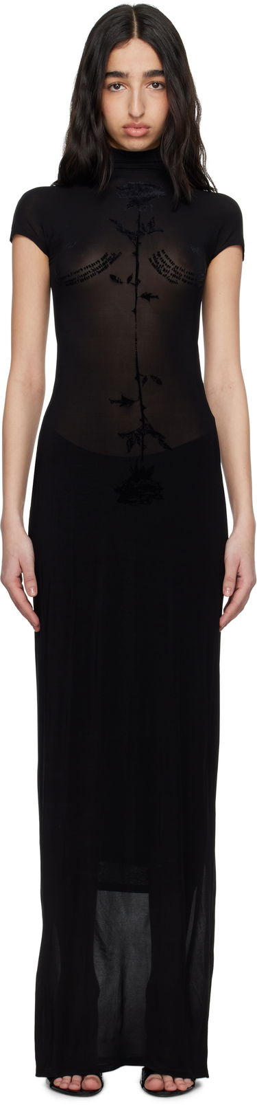 Klä Jean Paul Gaultier Jean Paul Gaultier Viscose Jersey Maxi Dress Svart | 25/34-F-RO389I-J082-00, 0