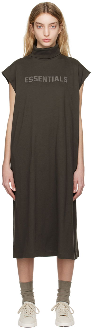 Klä Fear of God ESSENTIALS Sleeveless Turtleneck Midi Dress Brun | 125BT225030FW