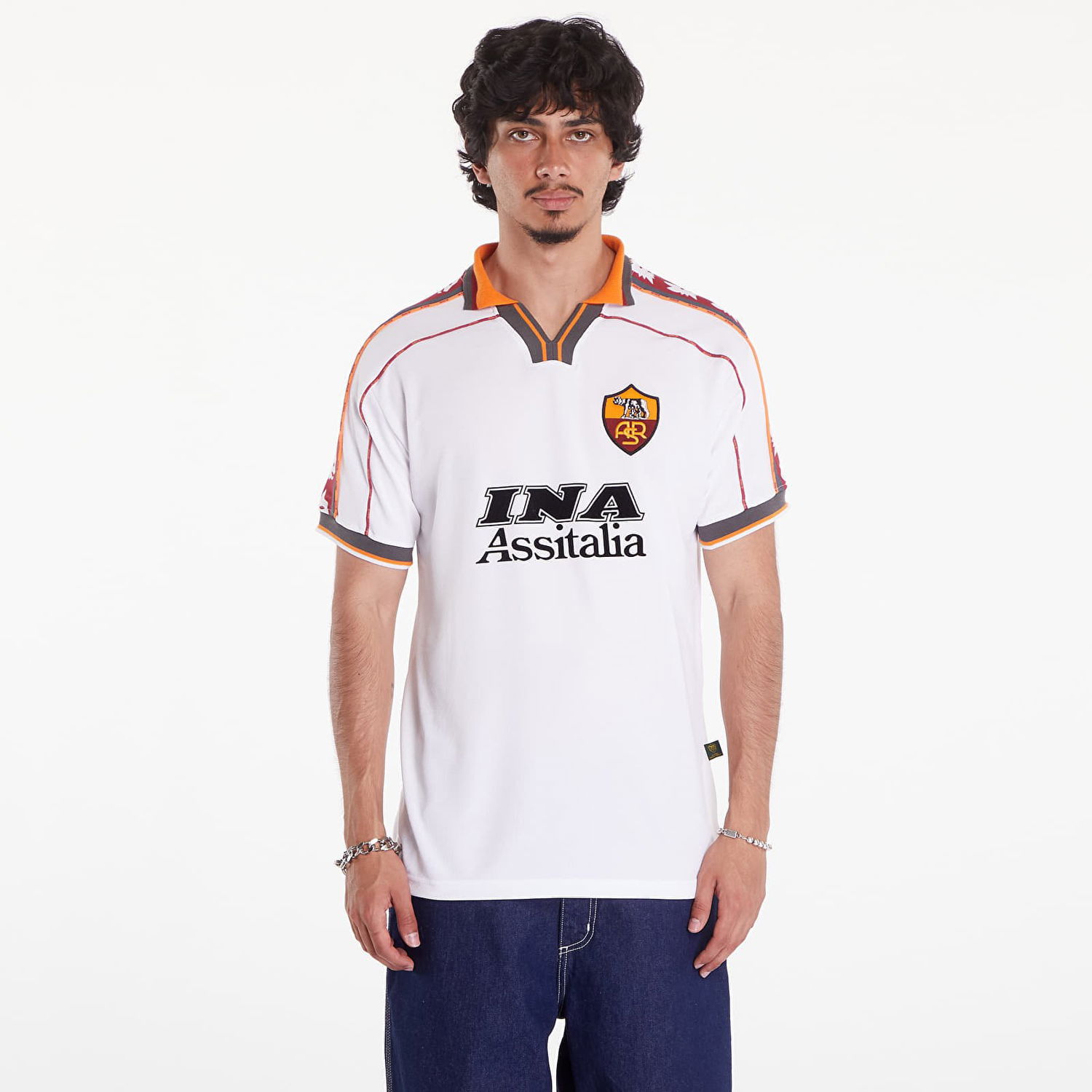 Jersey COPA AS Roma 1998 - 99 Away Retro Football Shirt Vit | 379-003, 0