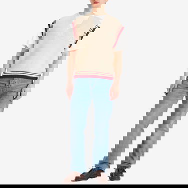 Sweater AMI AMI Paris Men's Ribbed Knit College Vest Beige | UKS768-KN0068-136, 4