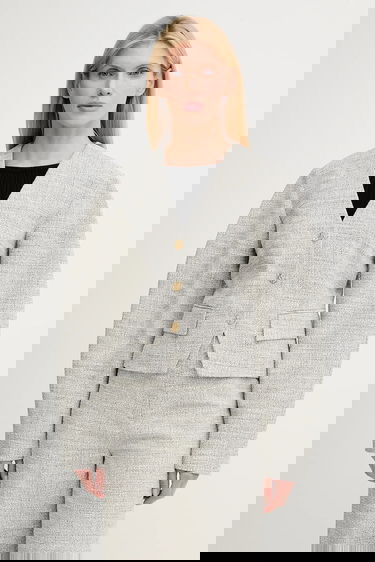 Väst Nanushka Nanushka Kiyo Cropped Tweed Jacket Grå | NW25SSOW30199, 0