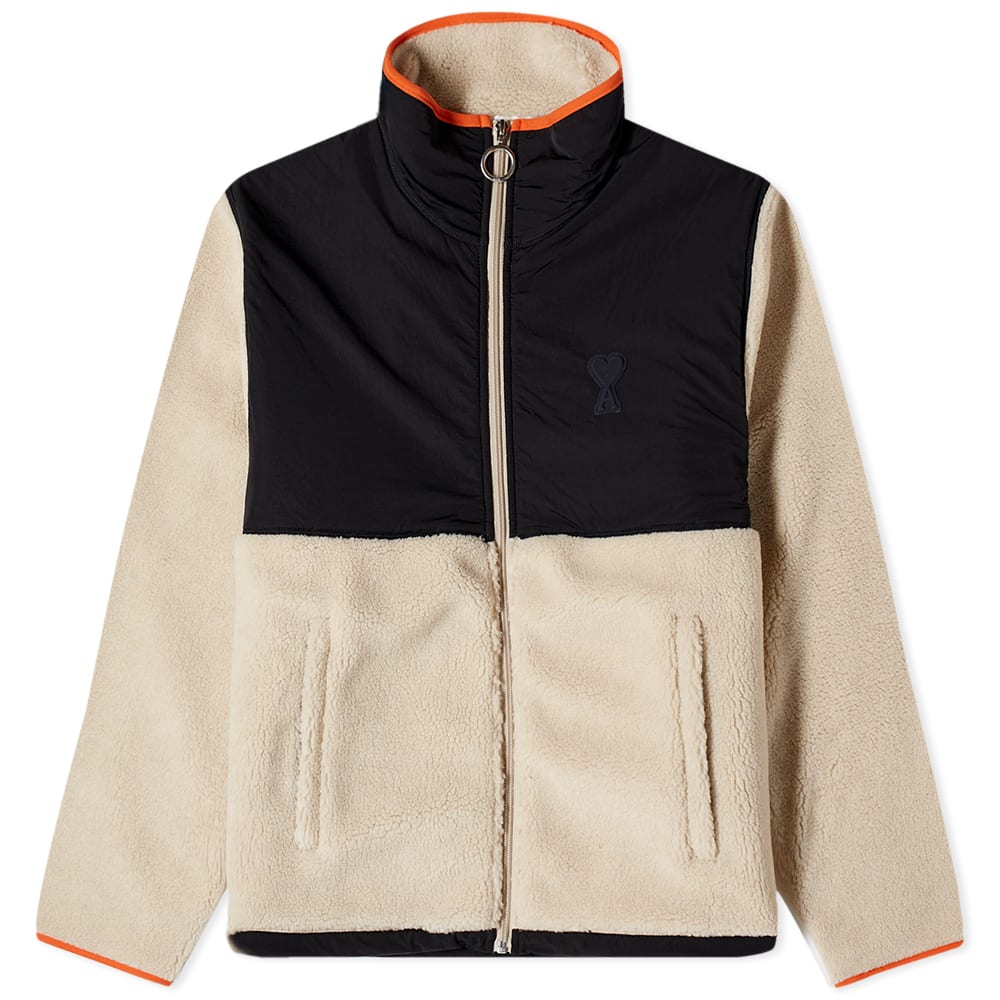 Jacka AMI Heart Sherpa Zip Fleece Jacket Svart | HJK007-761-151, 0