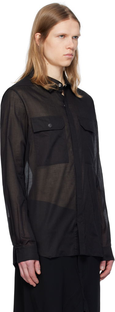 Skjorta Rick Owens Hollywood Silk Gazar Overshirt Svart | RU01E5236 SG, 4