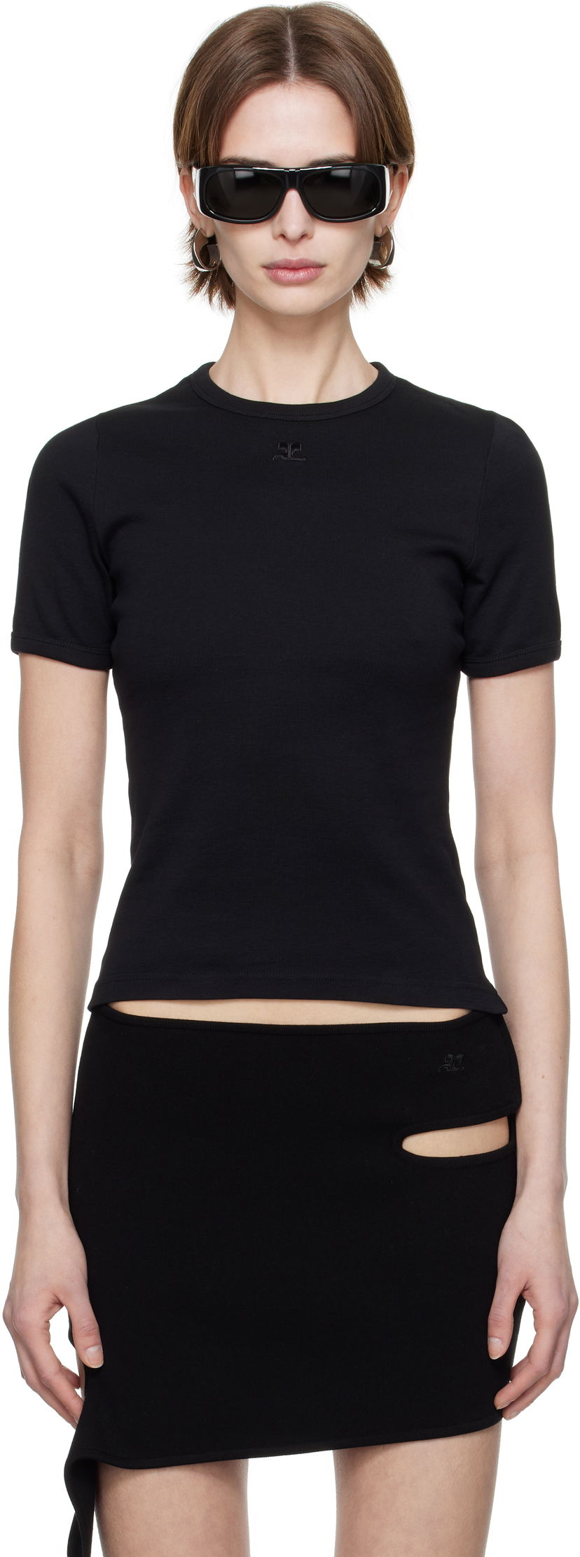 T-shirt Courrèges Courrèges Heritage Slim-Fit T-Shirt Svart | 125JTS017JS0203