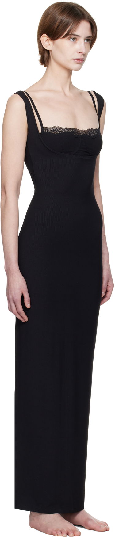 Klä SKIMS SKIMS Soft Lounge Lace Tank Maxi Dress Svart | DR-MAX-4893, 1