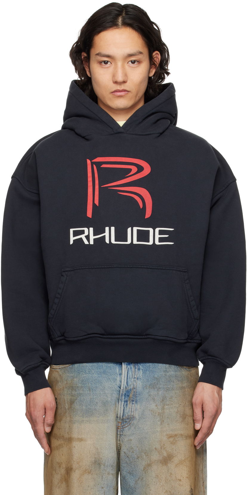 Sweatshirt Rhude Rhude Circuit Logo Hoodie Mörkblå | RHSS25HO02012