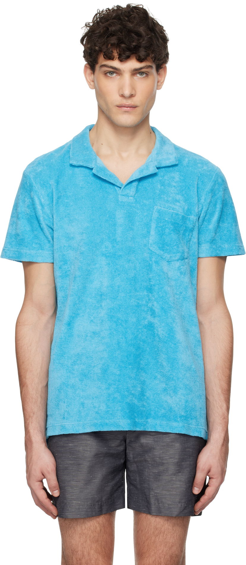 Polotröja Orlebar Brown Orlebar Brown Terry Towelling Polo Shirt Blå | 280079