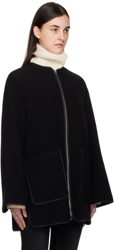 Rockar TOTEME TOTEME Felted Wool Zip-Up Jacket Svart | 251-WRO4262-FB0039, 1