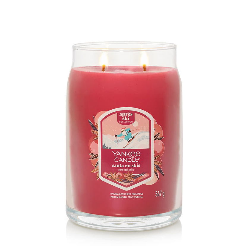 Ljus Yankee Candle Signature Large Jar 2 Wicks Santa On Skis Après Ski Collection Röd | 43493