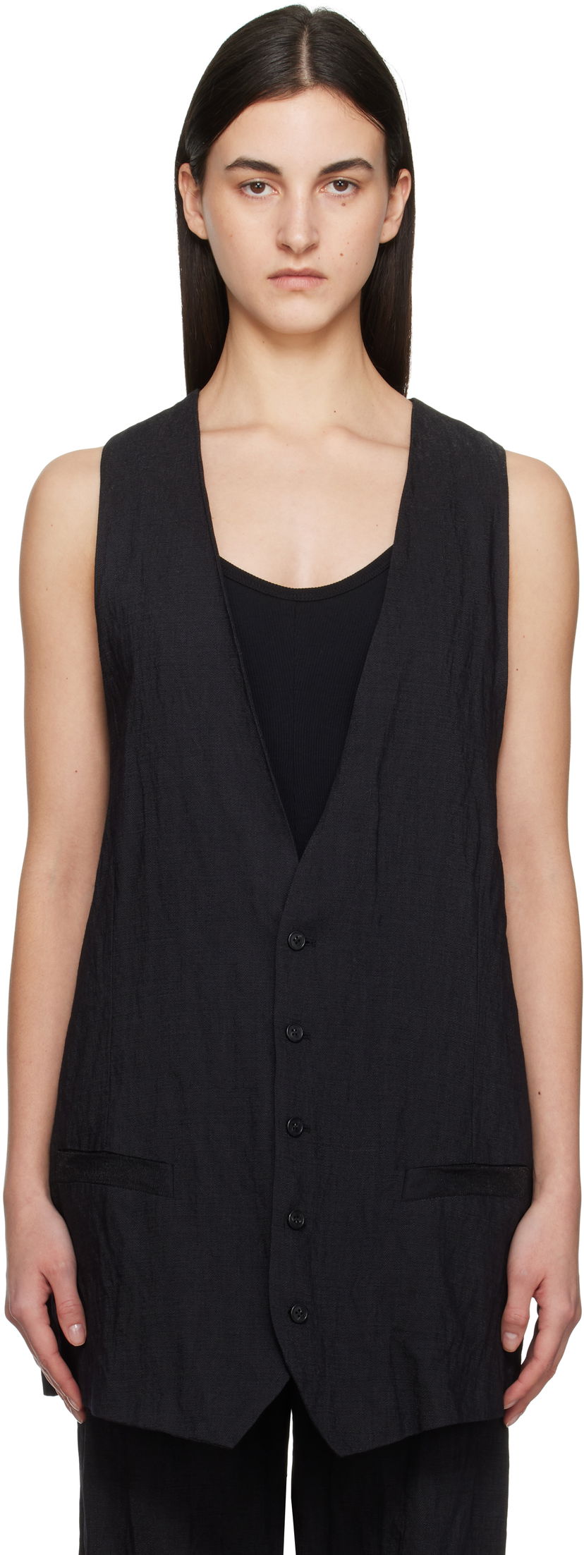 Väst Maison Margiela MM6 Maison Margiela Crinkled Tailoring Vest Svart | S52FB0093 M35253