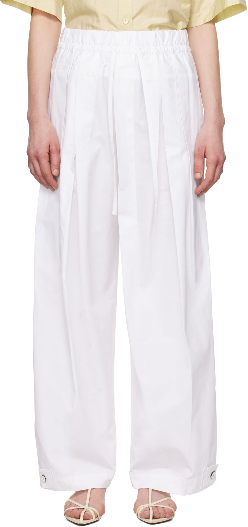 Byxor Jil Sander Jil Sander Wide-Leg Trousers Vit | J02KA0221_J45002