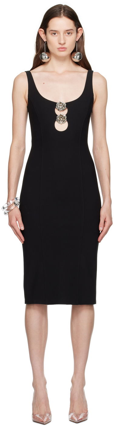 Klä Blumarine Blumarine Midi Rose Dress Svart | P422A417A