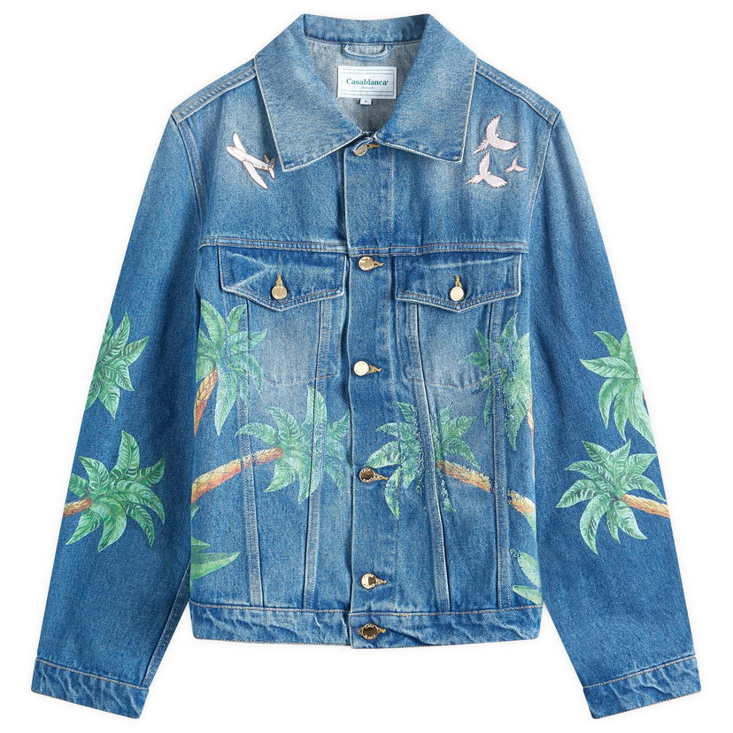 Jacka Casablanca Tennis Club Print Embroidered Denim Jacket Blå | MPF24-JK-310-01