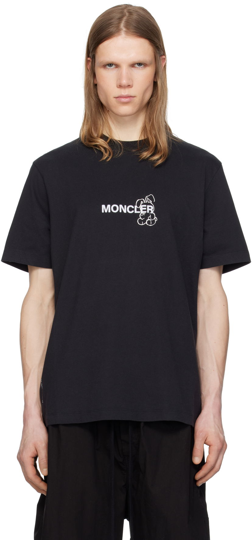 T-shirt Moncler Moncler Genius x FRGMT Hiroshi Fujiwara Cartoon Logo T-Shirt Svart | K109U8C00004M3265