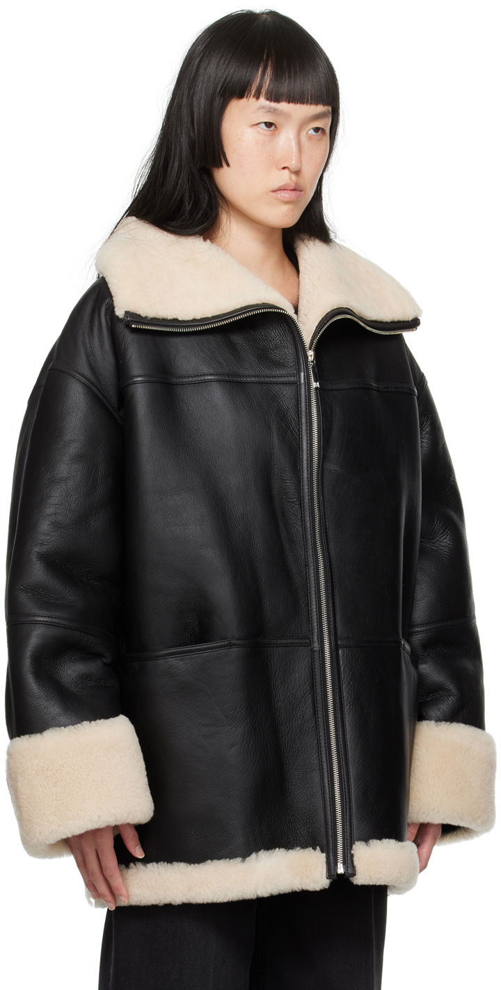 Jacka TOTEME TOTEME Signature Shearling Jacket Svart | 214-122-606, 1