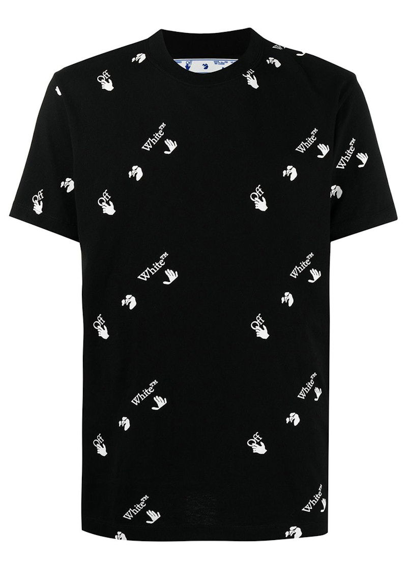 T-shirt Off-White All Over Logo Print T-Shirt Black White Svart | OMAA027R21JER0121001