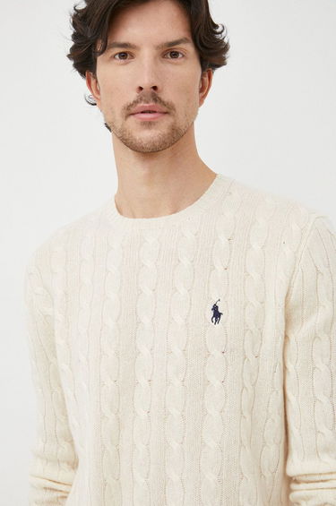 Sweater Polo by Ralph Lauren Logo Embroidered Cable Knit Jumper Beige | 710876762010, 4