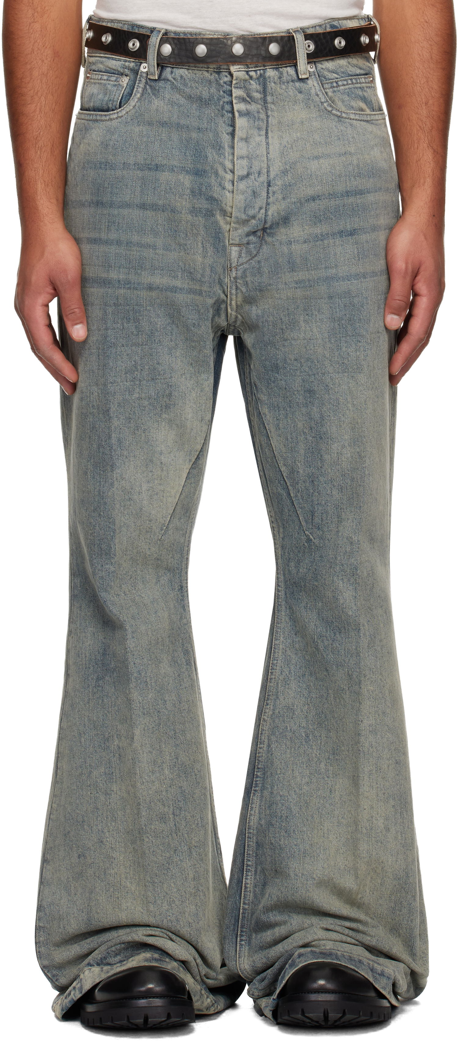 Jeans Rick Owens Flared Wide-Leg Distressed Jeans Concordians Bolan Blå | RR02E1335 DWG, 0