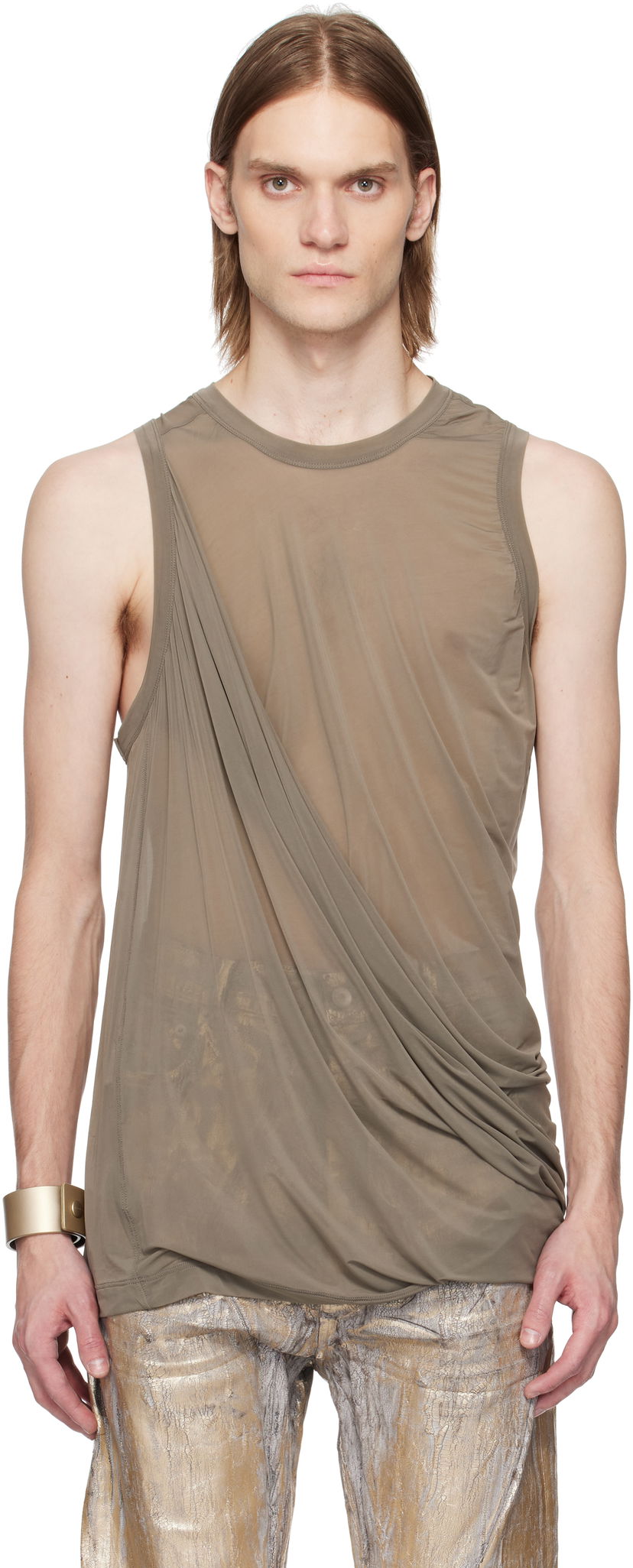 Linne Rick Owens Rick Owens Hollywood Anthem Draped Tank Top Grön | RR01E5152 BZ