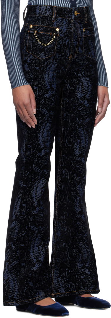 Jeans GANNI GANNI Goddi Snake Print Flare Jeans Blå | J1612, 1