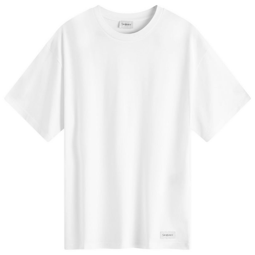 T-shirt Saint Laurent Vintage Patch Logo T-Shirt Vit | 798933-Y37RY-9000