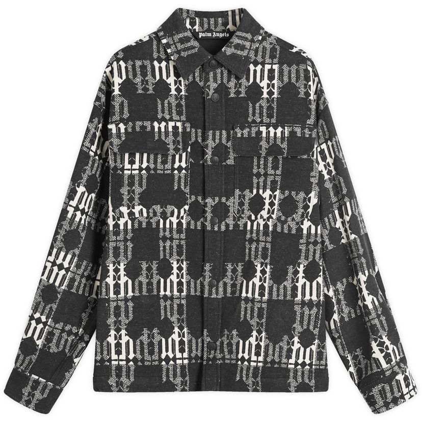 Skjorta Palm Angels Monogram Overshirt Svart | PMES024F24FAB0021001