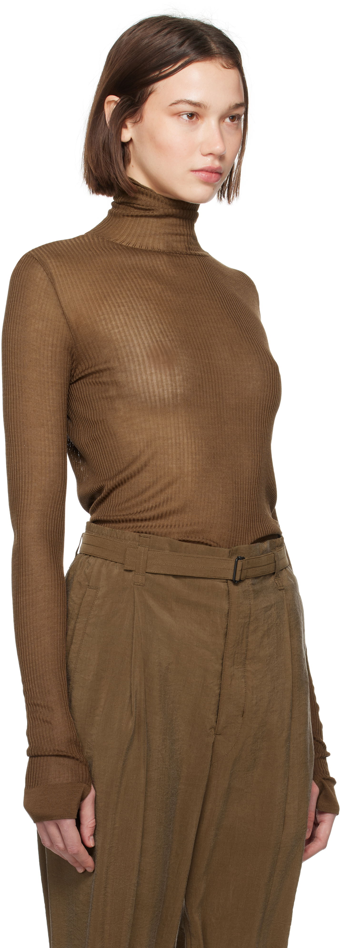 T-shirt LEMAIRE Seamless Turtleneck Top Brun | TO1279 LK1017, 1