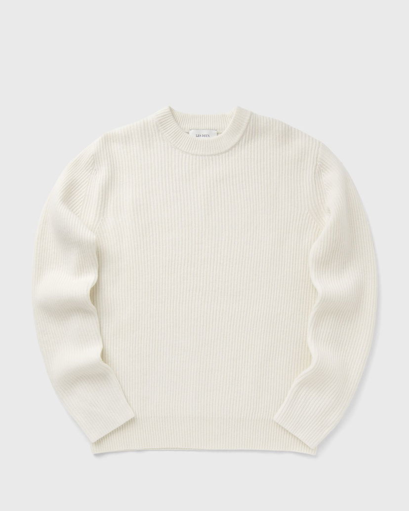 Sweater Les Deux Eddie Wool Rib Crewneck Knit Vit | 1000471-215